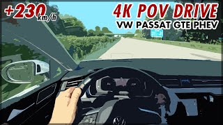 2020 Volkswagen Passat GTE 218 HP PlugInHybrid VW 4K POV TEST DRIVE Onboard Top Speed Autobahn [upl. by Aufmann]