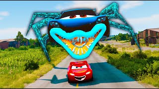 Lightning McQueens Epic Escape from Giant Spider Monsters in BeamNGDrive A Wild Escape Challenge [upl. by Rochella72]