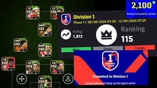 Finally Reached Division 1 in 3 Days😍 Efootball  Pes  4312 Formation  Zenor  Efootball Rankpush [upl. by Phyllys839]