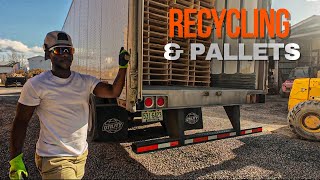 UNLOADING recycling amp SWEEPING the TRAILER amp picking up a Pallet LOAD [upl. by Ebneter]