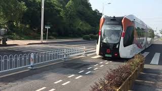 A electric tram without rails and overhead driving on asphalt possible [upl. by Zullo]