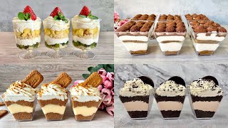 4 Easy NO BAKE Dessert Cup Recipes No Eggs No Gelatine No Alcohol [upl. by Lennahs312]