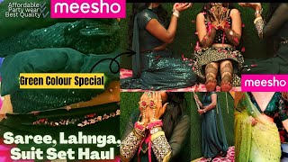 Meesho Party WearWedding Special Green Dress HaulGreen Colour LahngaSareeIndow Western DressHaul [upl. by Publea]