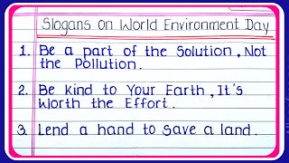 World environment day slogans in English  Slogans on World environment day  Slogan writing [upl. by Assil32]