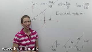 Bevis sinus cosinus og tangens ved hjælp af ensvinklede trekanter og enhedscirklen [upl. by Jarrid]
