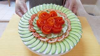 Cucumber and Tomato Plating IdeaVegetable Salad Decorations Isabelle Art amp Design [upl. by Cynthy]