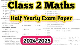 Class 2 Maths Half Yearly Question paperClass 2 Maths WorksheetClass 2 Half Yearly Question Paper [upl. by Easter]