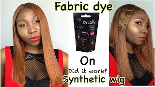 DYLON FABRIC DYE ON MY SYNTHETIC WIG  lONG BOB CUT FT ROOT PERFECT [upl. by Reginnej18]