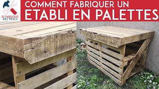 Comment fabriquer un ÉTABLI robuste en PALETTES  Tuto bois fait maison [upl. by Travis582]