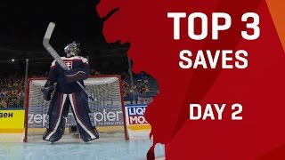 Top 3 Saves  Day 2  IIHFWorlds 2017 [upl. by Reade]