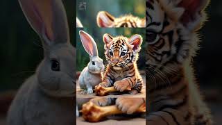 Cute rabbit save the Tiger child life ytshorts shortfeed [upl. by Olen40]