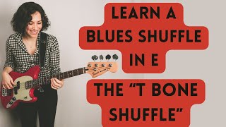 How To Play A Texas Blues Shuffle In E On The Bass Albert Collins T Bone Shuffle [upl. by Gefen]