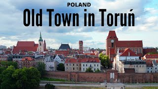 Old Town in Toruń  4K drone video [upl. by Yroggerg847]