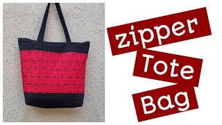 Tote bag with zipper pocket 😍  zipper tote bag [upl. by Broderic15]