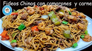 Fideos Chinos con camarones y carne [upl. by Imik]