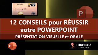 RÉUSSIR votre POWERPOINT en 12 CONSEILS pratiques  exposé oral conférence présentation [upl. by Haynor]