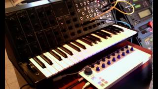 Korg MS20 Kit and Arturia BeatStep tracking LPF cutoff by CV contol [upl. by Brag]