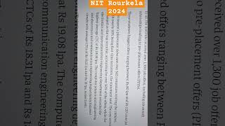 NIT Rourkela ECE and CS placements 2024 [upl. by Leynad464]