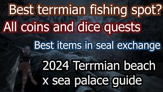 2024 Terrmian Beach guide Best fishing spots amp seal shop  all coins and dice  Black Desert Online [upl. by Lekkim]