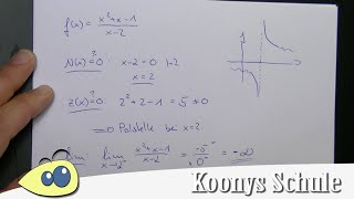 Beispiel Polstelle Grenzwert gebrochenrationale Funktion Kurvendiskussion Analysis [upl. by Persson32]