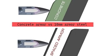 10mm Armor Plate vs 160mm Concrete ft tungsten carbide penetrator  Armor Penetration Simulation [upl. by Cicero284]