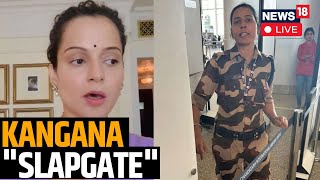 Kangana Ranaut  CISF Personnel Slaps MP Mandi Kangana Ranaut At Chandigarh Airport Live  N18L [upl. by Aira81]