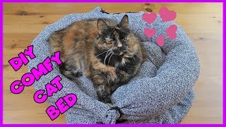 How To Make A Cat Bed From An Old Jumper Easy To Make Comfy Cat Bed [upl. by Copp35]