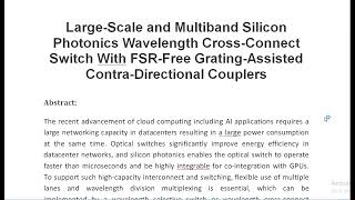 Large Scale and Multiband Silicon Photonics Wavelength Cross Connect Switch With FSR Free Grating As [upl. by Unni147]