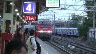 VERY CLEAN 5000HP WAP4E ENGINE WITH 12955 JAIPUR SUPERFAST EXPRESS SKIPPING ANDHERI BETWEEN 3 EMUS [upl. by Ettevets]