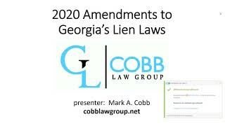 Georgias Lien Laws Webinar including 2021 Changes to Georgias Lien Waiver Forms [upl. by Ahtnicaj]