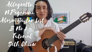 Allegretto  NPaganini  Abrsm Guitar Grade 4  List B No 1  Tutorial  Seth Chiow [upl. by Ylime]