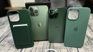 iPhone 13 Pro Max Alpine Green  Unboxing and Official Apple Cases [upl. by Chlori980]