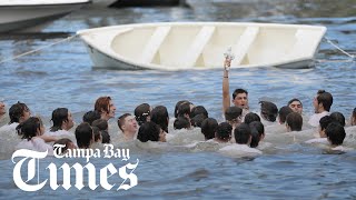 Tarpon Springs 2022 Epiphany celebration cross dive explained [upl. by Lattimer903]