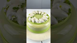 5 layer Pistachio Cake 💚 pistachiocake cake pastry baking cakedecorating mirrorglazecake [upl. by Jillene156]