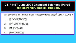 Linear and Bent Nitrosyl Complex  18 electron count  Hapticity  CSIR NET June 2024 Chemistry [upl. by Nicholson]