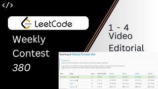 Leetcode Weekly Contest 380 Solutions  Global rank 25 India rank 5 [upl. by Trix407]