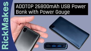 ADDTOP 26800mAh USB Power Bank with Power Gauge [upl. by Lanfri736]