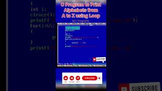 program to Print Alphabets From A to Z in C  shorts youtube ytshorts trending youtubeshorts [upl. by Coulson]