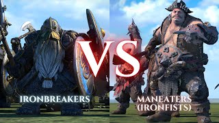 WARHAMMER III Total War  Ironbreakers VS Maneaters Ironfists [upl. by Vitoria]