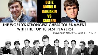 Sergey Karjakin vs Magnus Carlsen  Altibox Norway Chess Blitz 2017  Round 5 [upl. by Aruasor327]