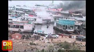 Incêndio na Feira da Panair destrói três barcos em Manaus [upl. by Vernier]