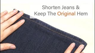 How to Hem Jeans by Hand  Keep the Original Hem  Easy Hemming Tutorial  Sewing for Beginners [upl. by Orteip270]