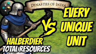 HALBERDIER Dravidians vs EVERY UNIQUE UNIT Total Resources AoE2 [upl. by Lionel27]