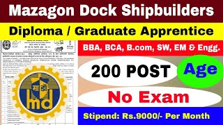 Mazagon Dock Shipbuilders Limited Apprenticeship 2023  Mazagon Dock Shipbuilders Ltd Recruitment [upl. by Abeu]