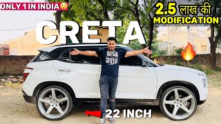 Creta को बना दिया Beast 😱🔥Z BLACK Hyundai Creta 😱20 inch Alloy Wheels Installed 🚀 Tarunvlogs3445 [upl. by Anaylil265]