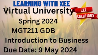 MGT211 Introduction to Business GDB Spring 2024 Virtual University of Pakistan [upl. by Yren]