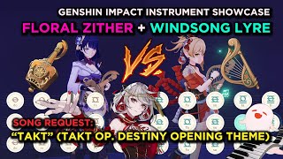 Genshin Impact Floral ZitherLyre Covers quottaktquot Takt Op Destiny Opening Theme [upl. by Mussman]