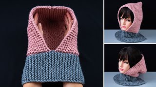 A simple knitted snoodhood for beginners quickly [upl. by Euphemia]