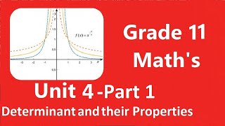 Grade 11 Maths Unit 4 Determinant and Their Properties part 1 [upl. by Euqinamod]