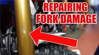 How to fix a scratched fork stanchion with 2 part epoxy the easy way [upl. by Val]